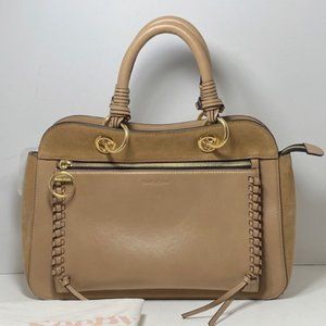 See by Chloé Tilda Whipstitch Grab Brown Leather Shoulder Bag Tan